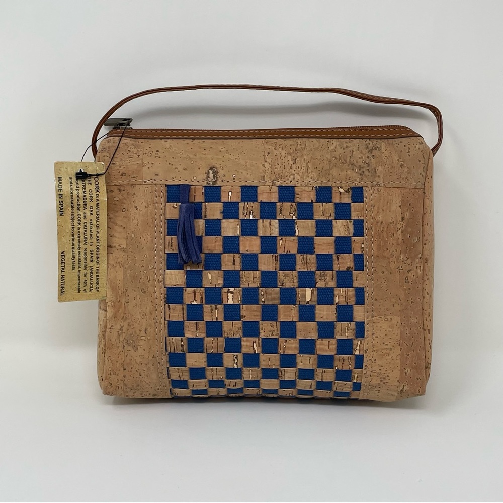 Vintage Y2K Ferchi Cork Shoulder Bag Eco Friendly Vegan Checkers Board Print